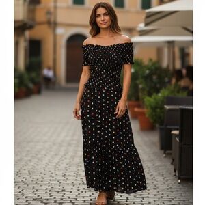 ANTHROPOLOGIE ANNA October Polka Dot Smocked Dress